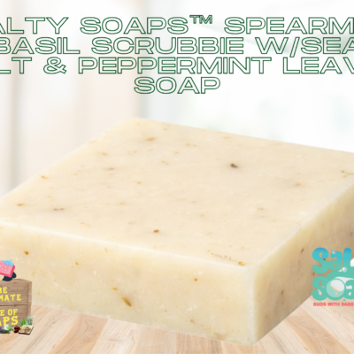 Spearmint & Basil Scrubbie w/Sea Salt & Mint Leaves 5oz Salty Soaps™