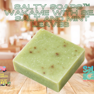 Wakame Seaweed Scrubbie w/Sea Salt, Oatmeal & Mint Leaves 5oz Salty Soaps™