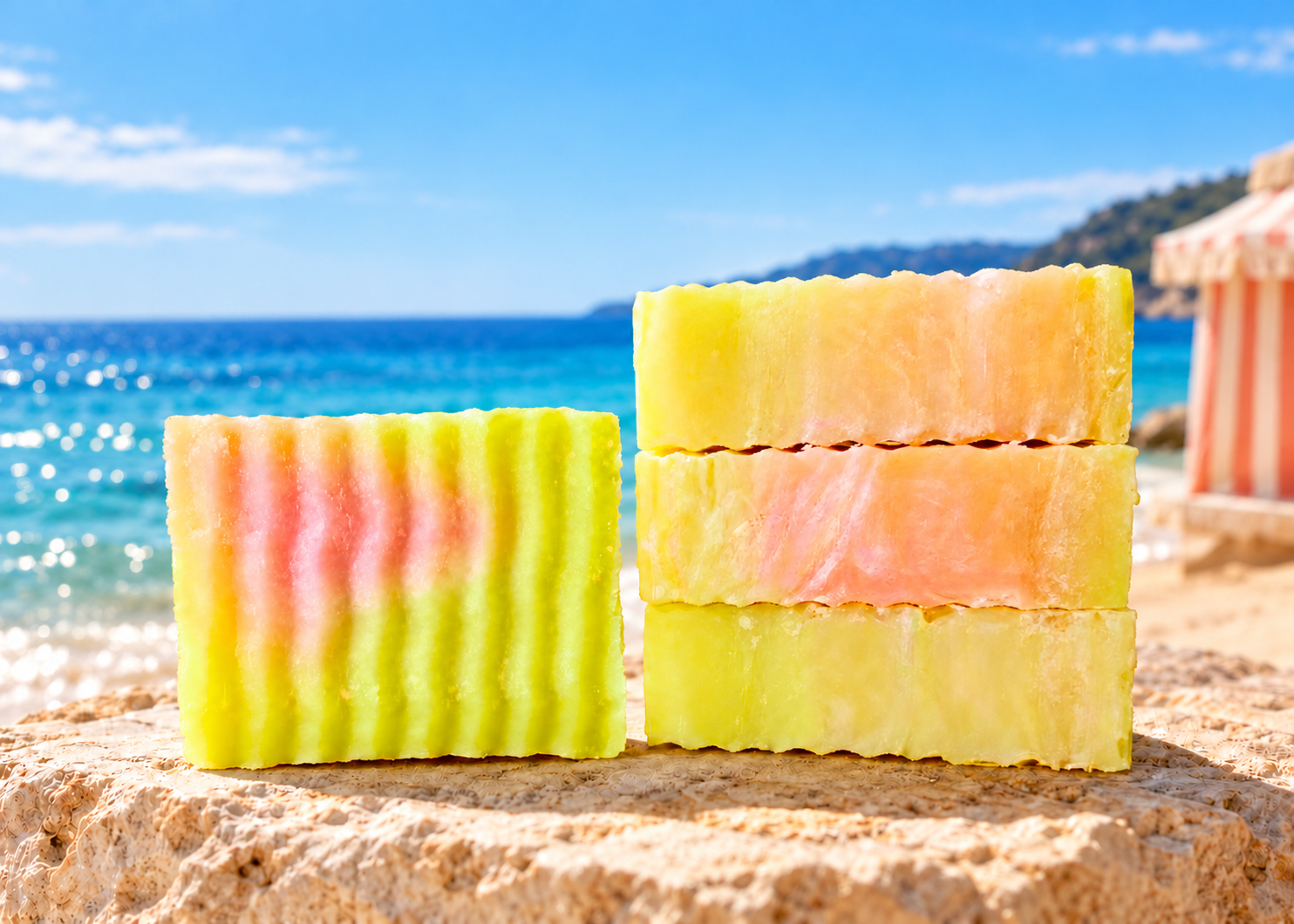 Colourful handmade Summer soap bars